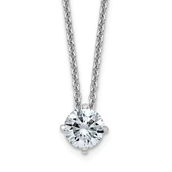 Rhodium Over 14K Gold 1/2 ct. 5.0mm Round D E F Pure Light Moissanite
Solitaire Pendant with Chain