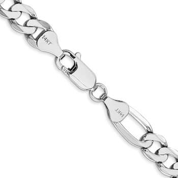 Rhodium Over 14k White Gold 7mm Solid Flat Figaro 20 Inch Chain