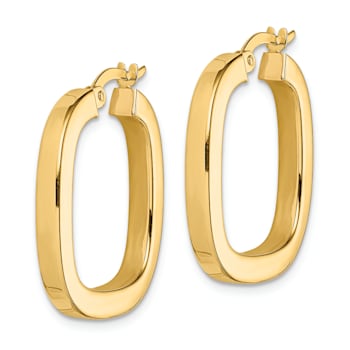 14K Yellow Gold 15/16" Square Tube Hoop Earrings