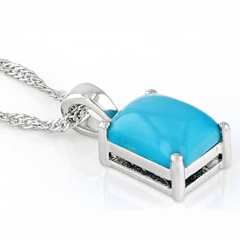 Turquoise Solitaire Pendant With Chain In Sterling Silver