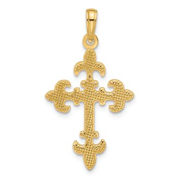 14k Yellow Gold Textured Fancy Cross Pendant