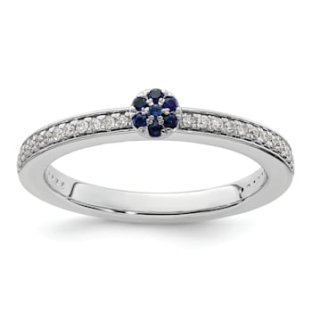 14K White Gold Stackable Expressions Lab Created Sapphire and Diamond
Ring 0.075ctw