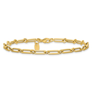 14k Yellow Gold Polished 3.65mm Fancy Paperclip Link Bracelet