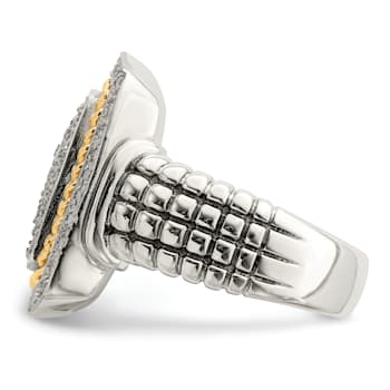 Sterling Silver Antiqued with 14K Accent Diamond Ring
