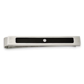 White Cubic Zirconia And Black Enamel Stainless Steel Boxed Set