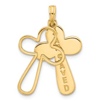 14k Yellow Gold Textured Fancy Cross Pendant