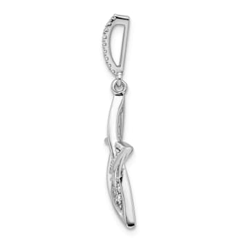 Rhodium Over 14k White Gold Polished Diamond Star Pendant