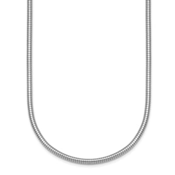 Rhodium Over Sterling Silver 2.4mm Snake 18 Inch Chain