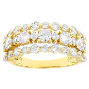 Triple-Row CZ Band Ring In 18K Gold Over Sterling Silver