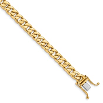 10k Yellow Gold and 10k White Gold 6.8mm Hand-polished Flat Beveled Curb
Link Bracelet