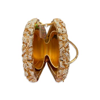 Gold Tone Multi Crystal Popcorn Clutch