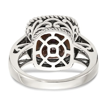 Sterling Silver with 14K Accent Antiqued Smoky Quartz Ring