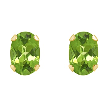6x4mm Oval Peridot 10k Yellow Gold Stud Earrings