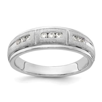 Rhodium Over 10K White Gold Lab Grown Diamond Men's Ring