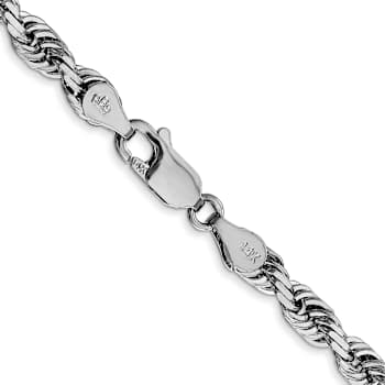 Rhodium Over 14k White Gold 4.5mm Solid Diamond-Cut Quadruple Rope 24
Inch Chain