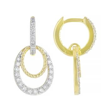 Graceful Lab-Grown Diamond Rope-Motif Drop Earrings In Two-Tone Gold