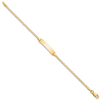 14k Yellow Gold Flat Curb Link ID Bracelet