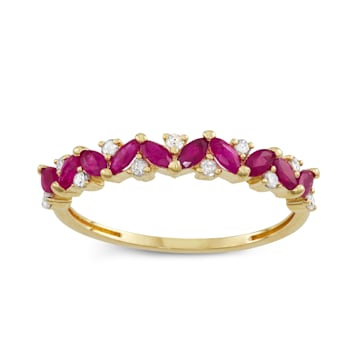 Ruby with Diamond Accent 10K Yellow Gold Ring 0.43ctw