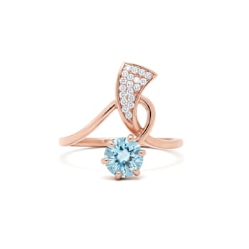 Sky Blue Topaz and White Topaz 14K Rose Gold Over Sterling Silver Ring