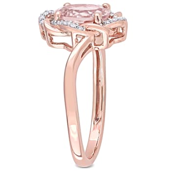 1.17ctw Morganite And 0.10ctw Diamond 10k Rose Gold Ring