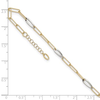 14K Two-tone Fancy Link with 1-inch Extension Anklet