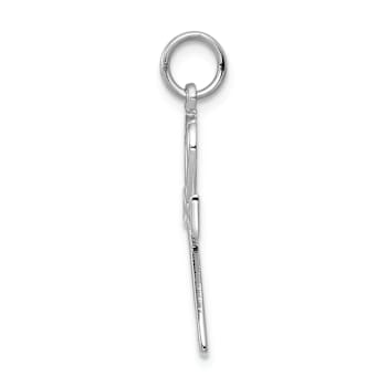 Rhodium Over 14k White Gold Brushed and Textured Ankh Cross Pendant