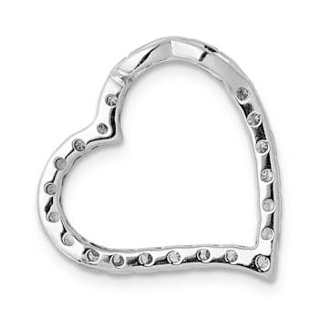 Rhodium Over 14k White Gold Diamond Curved Heart Chain Slide Pendant