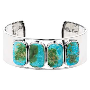 Large Turquoise Cuff Bracelet In Sterling Silver