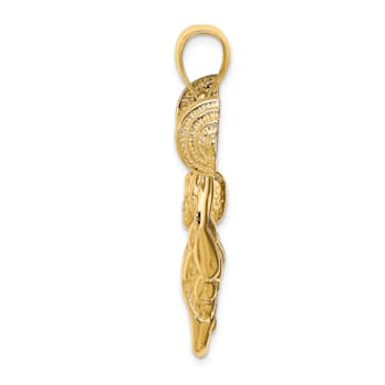 14k Yellow Gold Textured Bodybuilder Pendant