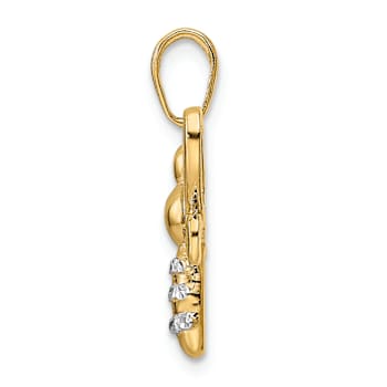 14k Two-tone Gold Diamond-Cut Bumblebee Pendant