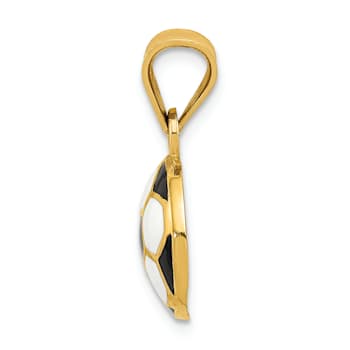 14k Yellow Gold Enameled Soccer Ball Pendant