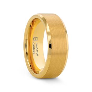 HONOR Gold-Plated Tungsten Beveled Polished Edges Flat Ring with Brushed
Center 8mm