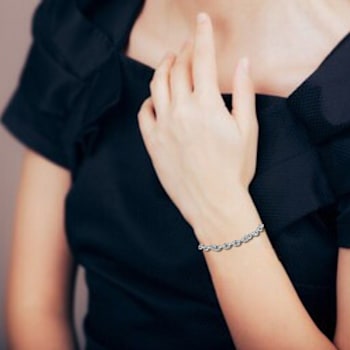 Moissanite Sterling Silver Link Bracelet