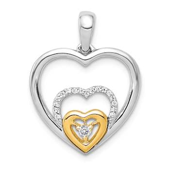 14k Two-tone Gold Diamond Triple Heart Pendant