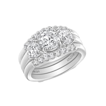 White Cubic Zirconia Platinum Over Sterling Silver Ring 2.57ctw