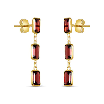 Garnet 7x5mm Rectangular Octagonal 14K Yellow Gold Dangle Earrings