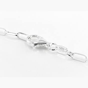 Elongated Paperclip Chain 24 Inch Necklace In Sterling Silver