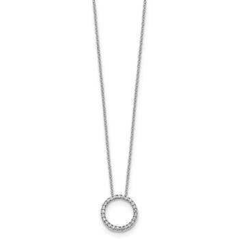 Rhodium Over 10k White Gold 0.25 ctw Diamond Circle Pendant with 18 inch
Cable Chain
