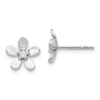 Rhodium Over 14k White Gold Diamond Stud Earrings