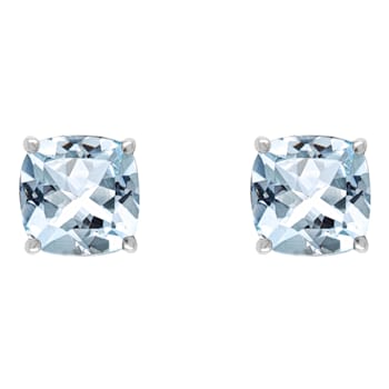 6mm Square Cushion Sky Blue Topaz Rhodium Over Sterling Silver Stud Earrings