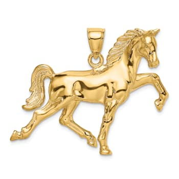 14k Yellow Gold 3D Polished Horse pendant