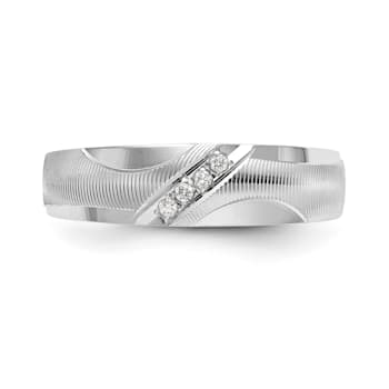 Rhodium Over 14K White Gold AA Quality Trio Mens Wedding Band