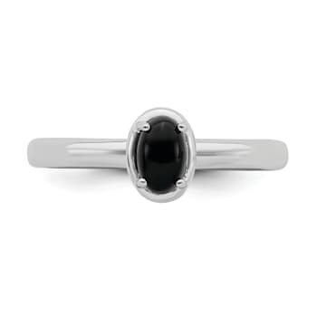 Sterling Silver Stackable Expressions Onyx Polished Ring