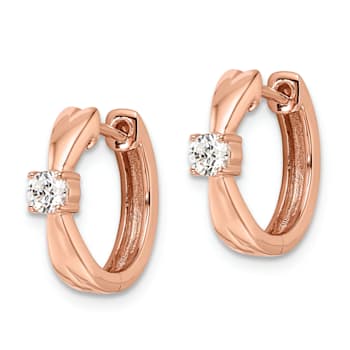 14K Rose Gold Lab Grown Diamond SI1/SI2, G H I, Hinged Hoops