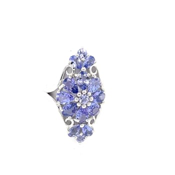 Rhodium Over Sterling Silver Mixed Shape Tanzanite Ring 4.31ctw