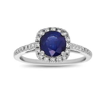 1.35ctw Sapphire and Diamond Engagement Ring in 14k White Gold