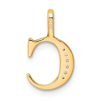 14K Yellow Gold Diamond Letter C Initial Pendant