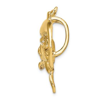 14k Yellow Gold Polished Fits Up to 10mm and 8mm Double Dolphins Slide Pendant
