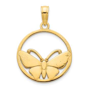 14k Yellow Gold Epoxy Butterfly Pendant