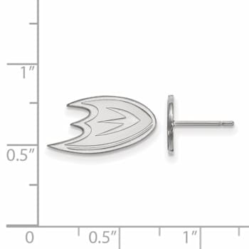 Rhodium Over Sterling Silver NHL Anaheim Ducks LogoArt Extra Small Post Earrings